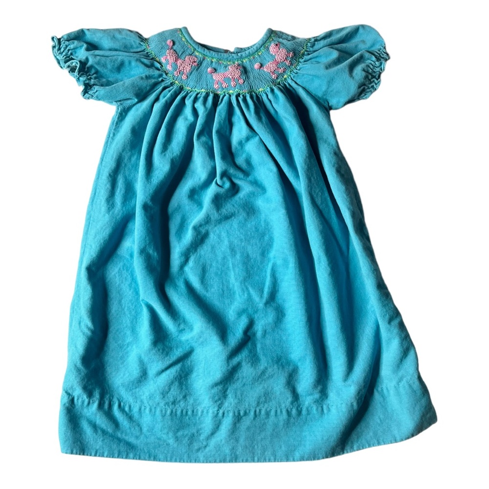 Anavini Hand Smocked Dress with Pink Poodles